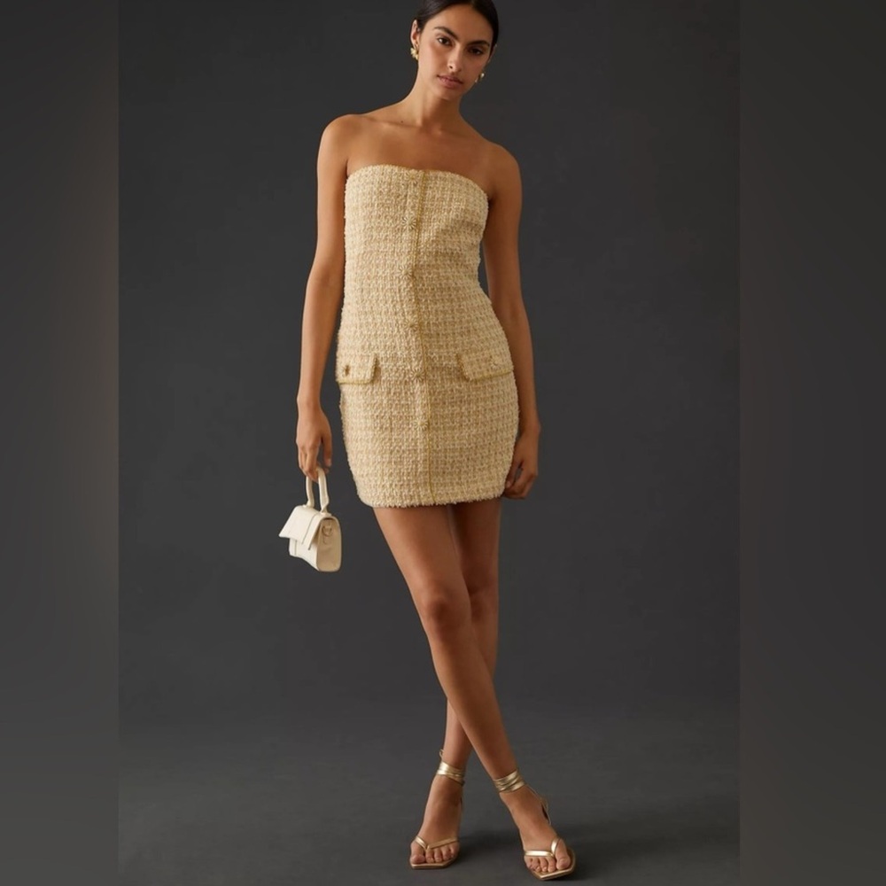 Anthropologie Cream Strapless Dress